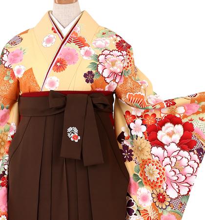 往復送料無料 全部揃って安心 大学 高校 小学生  2泊3日 卒業式袴 レンタル セット クリーム地 No.055-0098