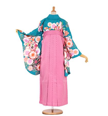 往復送料無料 全部揃って安心 大学 高校 小学生  2泊3日 卒業式袴 レンタル セット グリーン地 No.055-0095-S/M/L/2L/3L