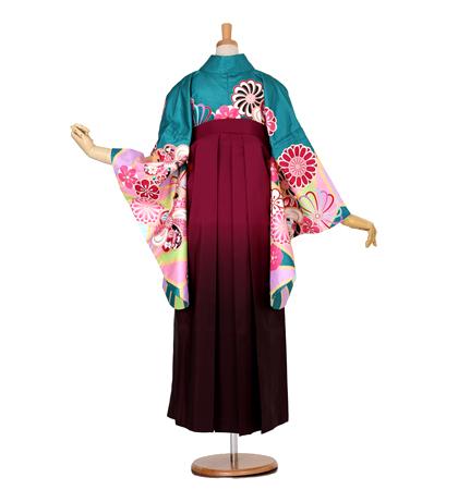 往復送料無料 全部揃って安心 大学 高校 小学生  2泊3日 卒業式袴 レンタル セット 緑地 No.055-0003