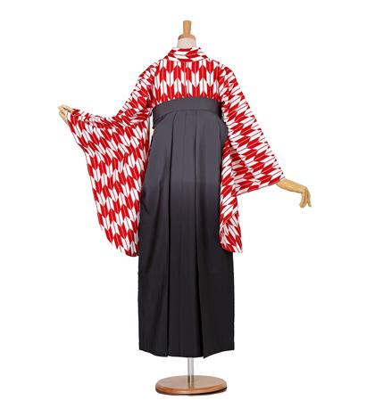 往復送料無料 全部揃って安心 大学 高校 小学生  2泊3日 卒業式袴 レンタル セット 赤地 No.055-0005