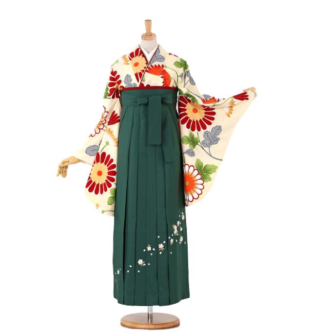 往復送料無料 全部揃って安心 大学 高校 小学生  2泊3日 卒業式袴 レンタル セット クリーム地 No.055-0102