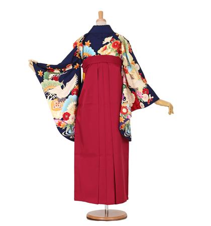 往復送料無料 全部揃って安心 大学 高校 小学生  2泊3日 卒業式袴 レンタル セット an・an 紺地 No.055-0037