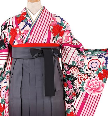 往復送料無料 全部揃って安心 大学 高校 小学生  2泊3日 卒業式袴 レンタル セット SPIRALGIRL ピンク地 No.055-0055