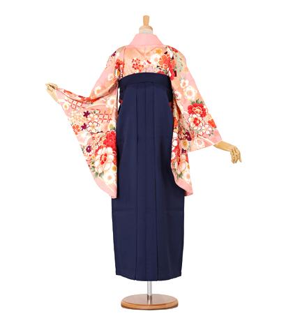 往復送料無料 全部揃って安心 大学 高校 小学生  2泊3日 卒業式袴 レンタル セット ピンク地 No.055-0080