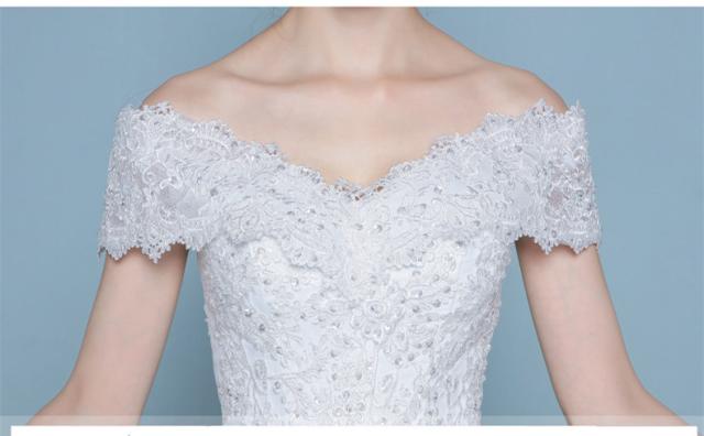 体型カバー ウェディングドレス トレーン オフショルダー 結婚式