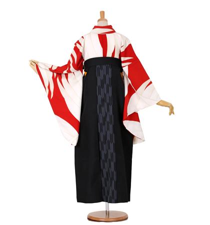 往復送料無料 全部揃って安心 大学 高校 小学生  2泊3日 卒業式袴 レンタル セット 赤地 No.055-0022