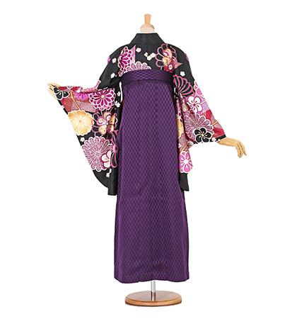 往復送料無料 全部揃って安心 大学 高校 小学生  2泊3日 卒業式袴 レンタル セット 黒地 No.055-0092