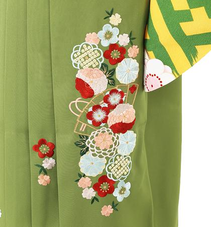 往復送料無料 全部揃って安心 大学 高校 小学生  2泊3日 卒業式袴 レンタル セット 黄色地 No.055-0138