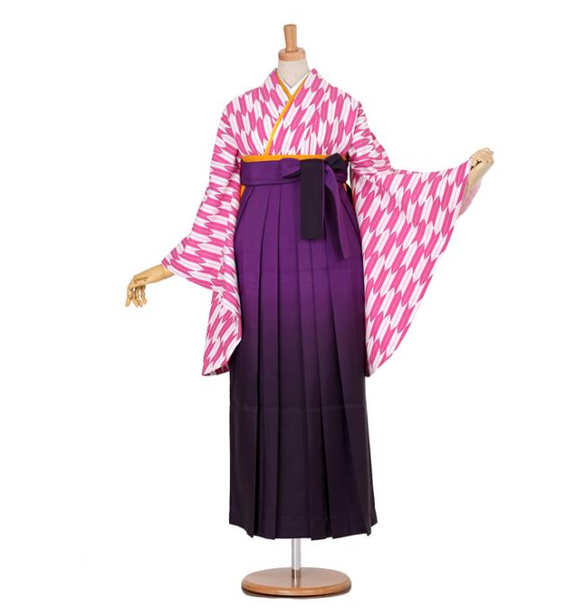 往復送料無料 全部揃って安心 大学 高校 小学生  2泊3日 卒業式袴 レンタル セット ピンク地 No.055-0007