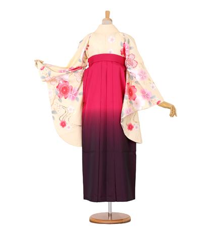 往復送料無料 全部揃って安心 大学 高校 小学生  2泊3日 卒業式袴 レンタル セット クリーム地 No.055-0061