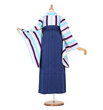 往復送料無料 全部揃って安心 大学 高校 小学生  2泊3日 卒業式袴 レンタル セット 水色地 No.055-0109