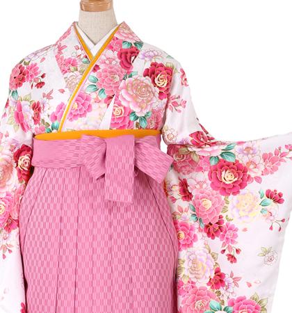 往復送料無料 全部揃って安心 大学 高校 小学生  2泊3日 卒業式袴 レンタル セット白地 No.055-0014