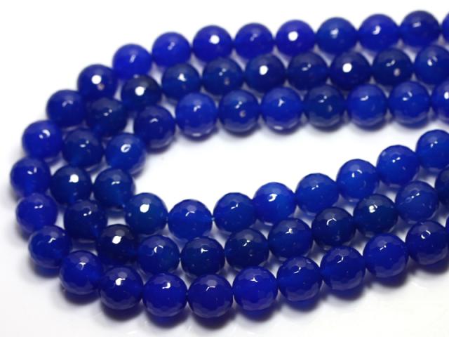 【天然石 カットビーズ】ブルーメノウ 128面カット 12mm パワーストーン