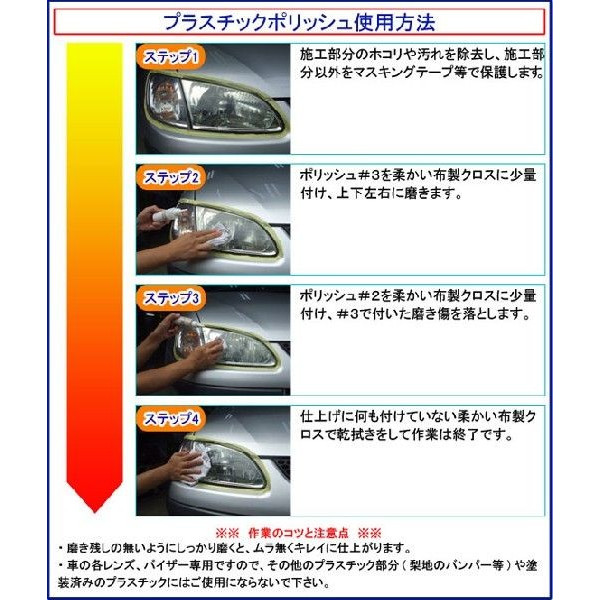 業務用 プラスチックポリッシュ 1 2 3 各100ml セット ヘッドライト レンズ バイザー 曇り 磨き 研磨剤 コンパウンドの通販はau Pay マーケット カーピカルｊａｐａｎ ｎｅｔ