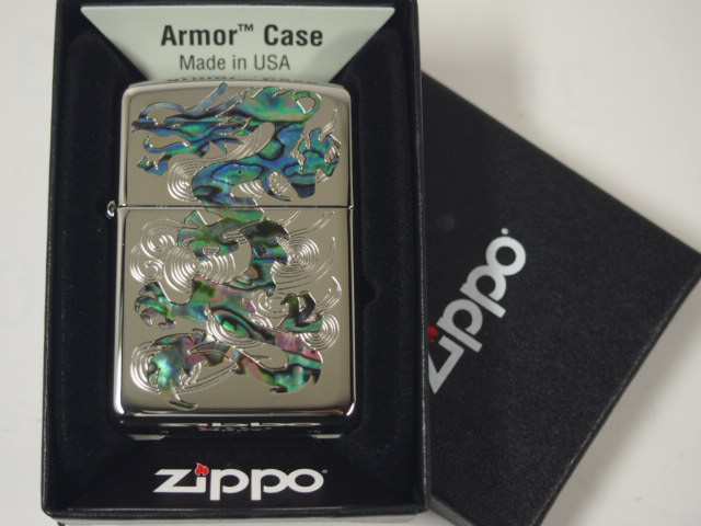 ZIPPO ドラゴン 龍＆シェルインレイ シルバー ジッポー ライター