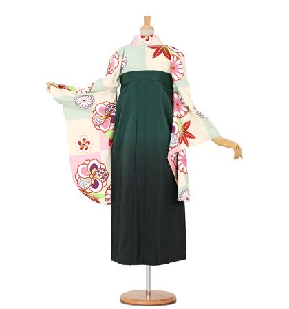 往復送料無料 全部揃って安心 大学 高校 小学生  2泊3日 卒業式袴 レンタル セット クリーム地 No.055-0058