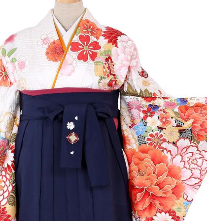 往復送料無料 全部揃って安心 大学 高校 小学生  2泊3日 卒業式袴 レンタル セット 白地 No.055-0079