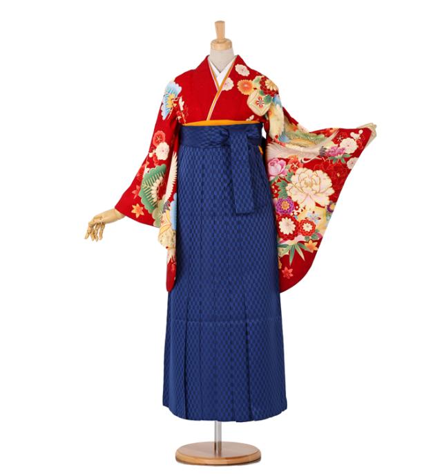 往復送料無料 全部揃って安心 大学 高校 小学生  2泊3日 卒業式袴 レンタル セット an/an 赤地 No.055-0032