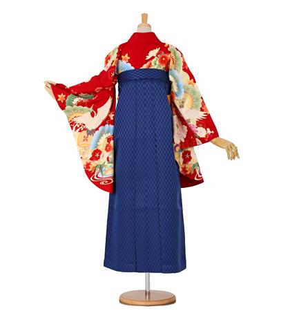 往復送料無料 全部揃って安心 大学 高校 小学生  2泊3日 卒業式袴 レンタル セット an/an 赤地 No.055-0032