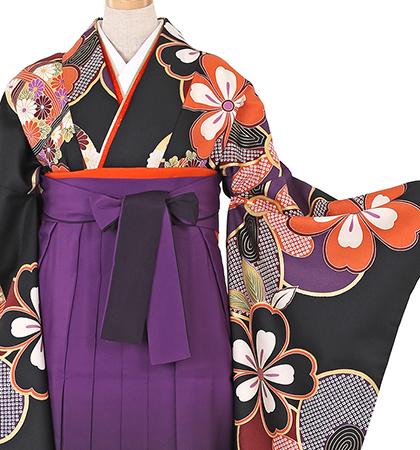 往復送料無料 全部揃って安心 大学 高校 小学生  2泊3日 卒業式袴 レンタル セット 黒地 No.055-0082