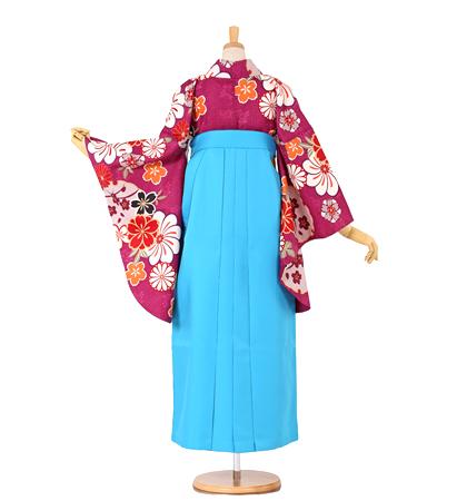 往復送料無料 全部揃って安心 大学 高校 小学生  2泊3日 卒業式袴 レンタル セット 赤紫地 No.055-0257-L/2L/3L