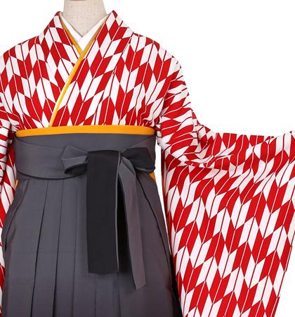 往復送料無料 全部揃って安心 大学 高校 小学生  2泊3日 卒業式袴 レンタル セット 赤地 No.055-0005