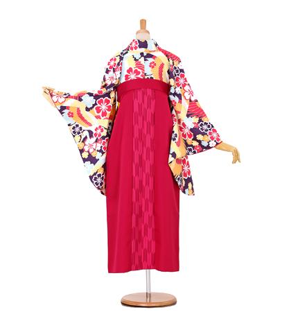 往復送料無料 全部揃って安心 大学 高校 小学生  2泊3日 卒業式袴 レンタル セット 紺地 No.055-0078