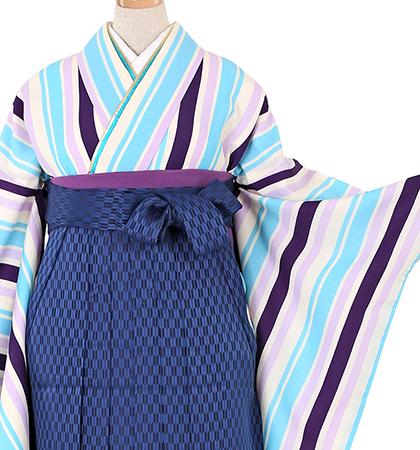 往復送料無料 全部揃って安心 大学 高校 小学生  2泊3日 卒業式袴 レンタル セット 水色地 No.055-0109