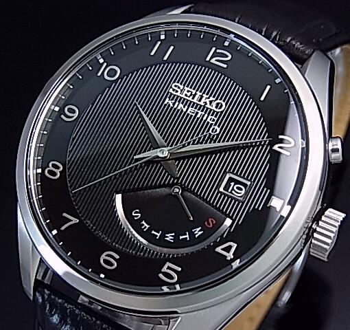 Seiko セイコー キネティック メンズ腕時計 レトログラード ブラックレザーベルト ブラック文字盤 Srn051p1 海外モデルの通販はau Pay マーケット Bright