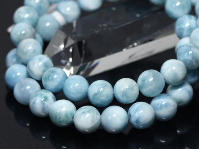 ラリマー　5A   9.5ミリ　　５粒 高品質パープルラリマー ブレスレット 1点物高品質◇激レア天然