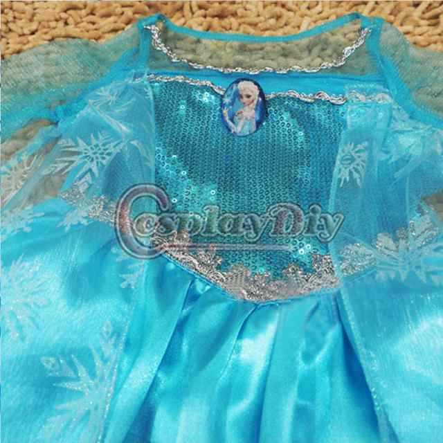 高品質 高級コスプレ衣装 ディズニー風 アナと雪の女王 ドレス アナ/エルサ タイプ elsa queen dressVer.30 子供用キッズワンピース+王冠の通販は