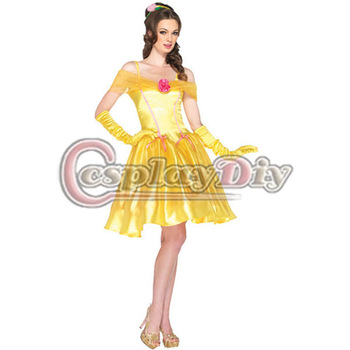 高品質 高級コスプレ衣装 ディズニー 美女と野獣 風 プリンセス ベル タイプ ドレス Sweet Yellow Knee-Length Bell Princessの通販は 19,800円