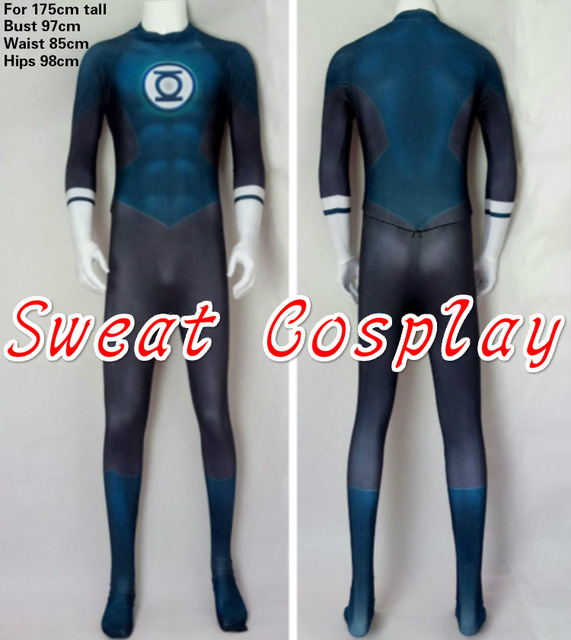 高品質 高級コスプレ衣装 グリーンランタン 風 オーダーメイド ボディースーツ Green Lantern Costume Printed Spandex Lycra の通販は