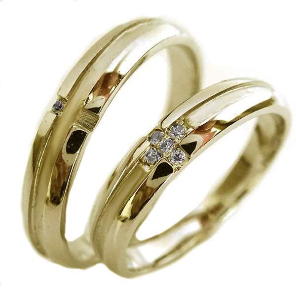 クロス ダイヤモンド イエローゴールドk18 ペアリング 2本セット 結婚指輪 マリッジリング K18の通販はau Pay マーケット Maオリジンジュエリー Aupayマーケット店