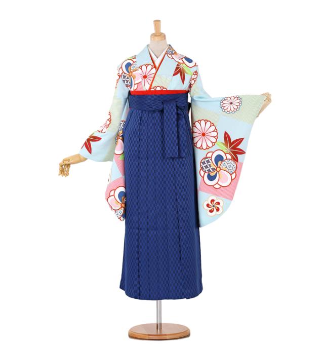 往復送料無料 全部揃って安心 大学 高校 小学生  2泊3日 卒業式袴 レンタル セット 水色地 No.055-0057