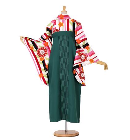 往復送料無料 全部揃って安心 大学 高校 小学生  2泊3日 卒業式袴 レンタル セット ピンク地 No.055-0027