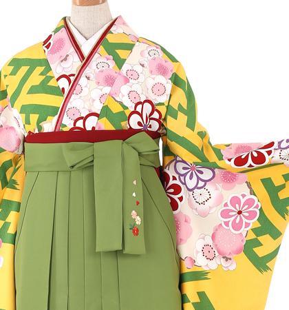 往復送料無料 全部揃って安心 大学 高校 小学生  2泊3日 卒業式袴 レンタル セット 黄色地 No.055-0138