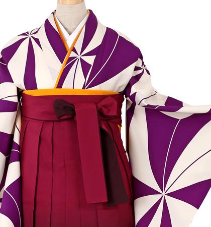 往復送料無料 全部揃って安心 大学 高校 小学生  2泊3日 卒業式袴 レンタル セット 紫地 No.055-0046