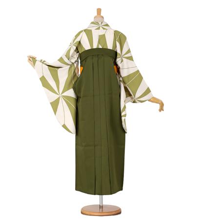 往復送料無料 全部揃って安心 大学 高校 小学生  2泊3日 卒業式袴 レンタル セット 鶯色地 No.055-0048