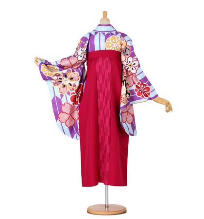 往復送料無料 全部揃って安心 大学 高校 小学生  2泊3日 卒業式袴 レンタル セット 水色地 No.055-0030