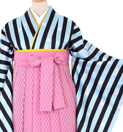 往復送料無料 全部揃って安心 大学 高校 小学生  2泊3日 卒業式袴 レンタル セット 水色地 No.055-0097