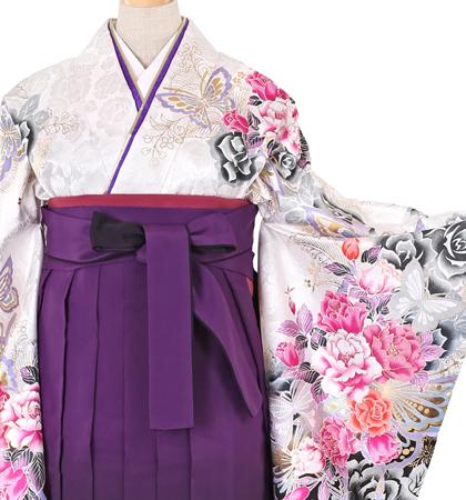 往復送料無料 全部揃って安心 大学 高校 小学生  2泊3日 卒業式袴 レンタル セット 白地 No.055-0084