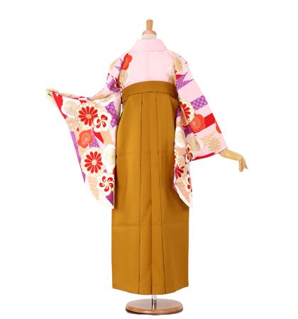 往復送料無料 全部揃って安心 大学 高校 小学生  2泊3日 卒業式袴 レンタル セット 山本美月 デザイン ピンク地 No.055-0155