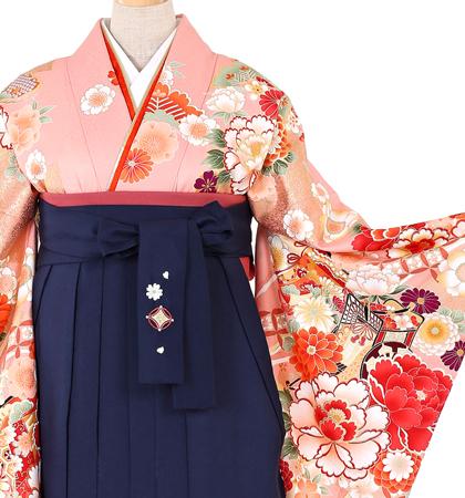 往復送料無料 全部揃って安心 大学 高校 小学生  2泊3日 卒業式袴 レンタル セット ピンク地 No.055-0080