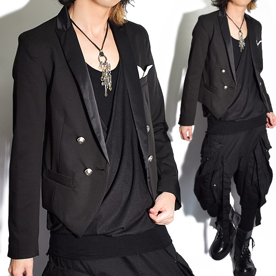 テーラードジャケット メンズ ショート丈 スペンサージャケット ダブルジャケット 個性的 V系 ビジュアル系 ストリート系 韓国お兄系衣装の通販はau Pay マーケット Alleglo Crows