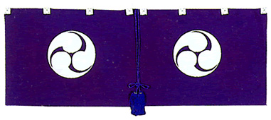 神前幕（規格品／撚房・紫単色） 巴紋 長75cm×垂35cm 7,500円