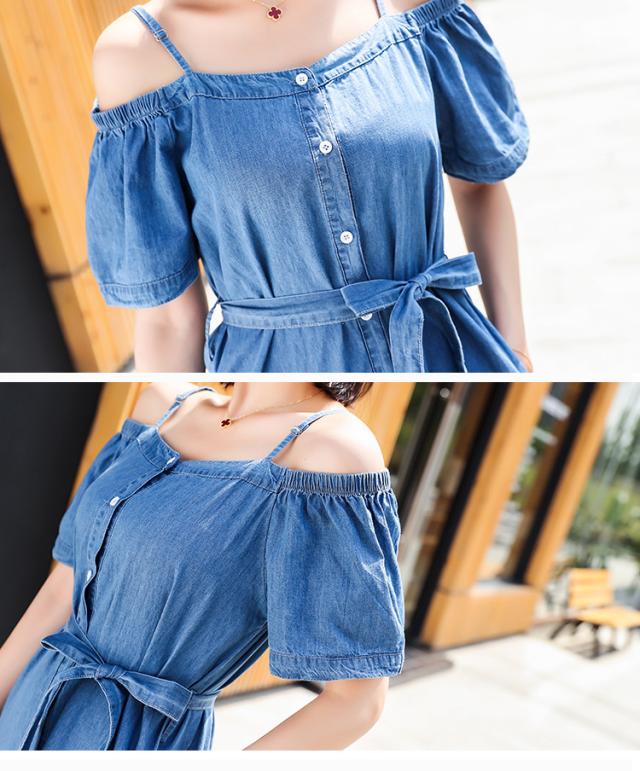 ワンピース デニムワンピース ボートネック 肩出し カジュアル デートコ ーデ 二次会 着痩せ デニム風 レディースの通販はau Pay マーケット コスモスカイ