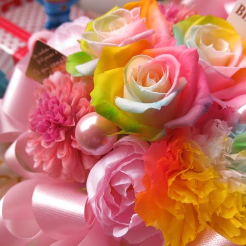 レインボーローズ プリザーブドフラワー ケース付きカラフル