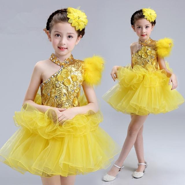 キッズダンス衣装 子供ワンピース舞台ドレス ステージ衣装スパンコール団体服発表会学園祭ジャズ チュールスカート出演服パーティーの通販はau Pay マーケット 岩見洋服店
