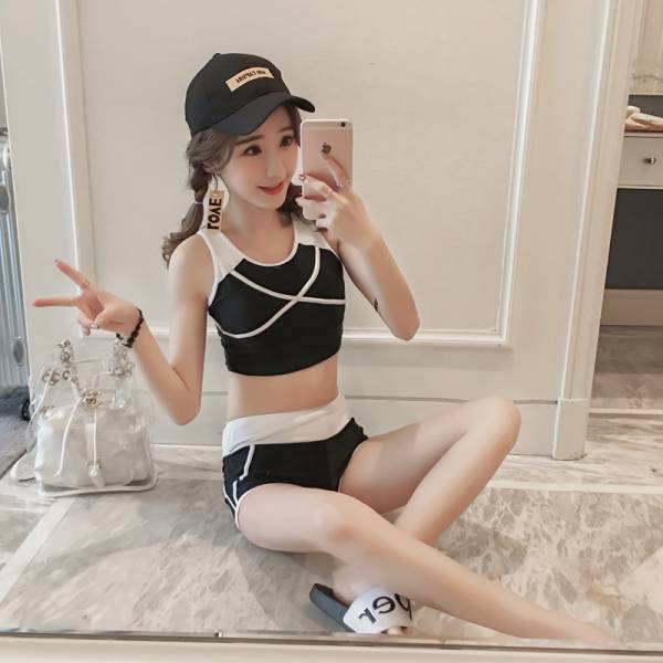 水着レディースフィットネス水着半袖 セパレート3点セットビキニ大きいサイズセパレートタンキニ 体型カバー 水着cyc18の通販はau Pay マーケット Global Shop